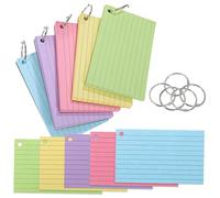 HOODANCOS 500 piezas Tarjetas de Índice de con Anillas Notas y Fichas de Estudio para Organización y Aprendizaje Papel Resistente para Estudiantes y Escolar