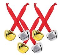 HOODANCOS 6 Campanas Navideñas Metálicas Apertura en Cruz para Árbol de Navidad Adornos Colgantes DIY en Color Dorado y Plateado Palabra Believe Decoración Festiva para Puertas y Ventanas