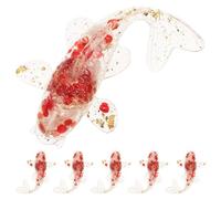 HOODANCOS 6 Piezas Figuras Realistas de Pez Koi Cristal y Resina Roja con Escamas Doradas Decoración Miniatura para Acuario y Hogar Acento Feng Shui para Oficina y Manualidades