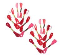 HOODANCOS 64 Rollos Hilo de Bordar para Punto de Cruz Rojo, 7.5m por Rollo, 8 Colores Algodón Resistente para Manualidades y Costura, Kit Hilo Decorativo para Pulseras y Acolchar a Mano,