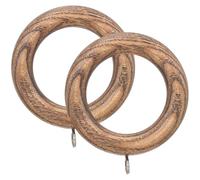 HOODANCOS Anillas de Madera para Cortinas de Barra Romana 2 Unidades Color Nogal Diseño Circular Accesorios para Cortinas del Hogar Ideales para Ventanas y Ducha