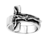 HOODANCOS Anillo Fácil de Poner y Quitar Cruz de Jesús de Aleación en Plata Diseño Creativo y Elegante para Obsequio de Festival a Mujer y Hombre