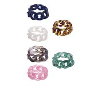HOODANCOS Anillos de Resina Forma de Cadena, Apertura Ajustable, Paquete de 6 Piezas para Decoración de Joyería Artesanal en Dedos Color Aleatorio