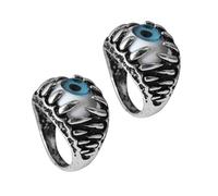 HOODANCOS Anillos Góticos de Cobre para Hombre Diseño de Calavera y Globo Ocular, Borde Pulido y Resistente a Arañazos, Ideales para Halloween y Motociclistas, Paquete de 2