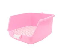 HOODANCOS Bandeja Baño Antisalpicaduras para Cobayas y Conejos Pequeños Cajón Extraíble y Valla Alta Diseño Espacioso para Mascotas Pequeñas Mini WC para Jaula de Roedores