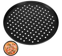 HOODANCOS Bandeja para Pizza Perforada de Acero al Carbono Antiadherente para Horno con Diseño que Permite Cocción Uniforme y Corteza Crujiente Fácil de Limpiar y Apta para Tipo de Pizzas
