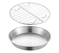 HOODANCOS Bandeja Redonda Inoxidable con Rejilla para Horno Diseño para Separar Aceite y Agua Bandeja para Hornear Grill y Enfriar para Cocción y Filtrado de Aceite