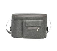 HOODANCOS Bolsa de Pañales Multifuncional para Cochecito de Nylon Gris Manillar Ajustable Gran Capacidad para Biberones Juguetes y Accesorios de Ñiño Adecuado para Viaje y Uso Diario