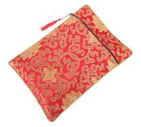 HOODANCOS Bolsa Grande de Tela Doble Capa Estilo Chino para Escrituras Budistas Color Rojo Diseño Floral Material de Seda Satén Patrón de Dragón Adecuado para Guardar Libros Joyas y