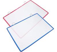 HOODANCOS Bolsa para Archivos de Pared Transparente 2 Piezas Doble Gancho, Organizador de Documentos Horizontal en Plástico para Oficina y Escuela, Carpetas Colgantes Azul y Rojo