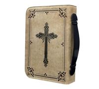 HOODANCOS Bolsa para Biblia de Pu con Estampado de Cruz Vintage, Funda Protectora con Cremallera y Asa para Transporte, Organizador para Libros Bíblicos Tamaño L, Adecuado para Viajes