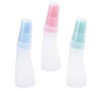 HOODANCOS Botella de Aceite Cepillo de Silicona y Tapa Transparente, 3 Piezas, Diseño Hermético Anillo de Gel para Evitar Fugas, Adecuado para Barbacoa y Repostería