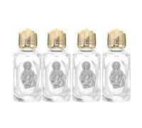 HOODANCOS Botella de Vidrio Dorada y Multifuncional 4 Piezas de 16ml con Diseño de Flor Fácil de Limpiar para Agua Santificada Adecuada para Uso Diario y Peregrinaciones