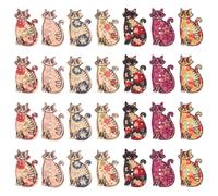 HOODANCOS Botones de Madera Forma de Gato 50 Unidades Tamaño 20x30 Mm Color Natural, Botones Decorativos para Ropa y Manualidades Diy, Accesorios para Costura Infantiles y Creativos