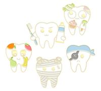 HOODANCOS Broches Dentales para Festivales de Aleación para Decorar Ropa y Sombreros, Set de 5 Piezas Diseño de Dientes, Cepillo y Pasta, Ideales para Festivales y Uso Diario Uso Diario