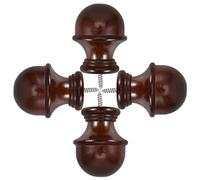 HOODANCOS Cabezal Decorativo Estabilidad Duradera 4 Piezas Color Café, Diseño Redondo y Fijación Tornillos para Barra de Cortina de Madera para Balcón y Sala