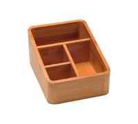 HOODANCOS Caja de almacenamiento de bambú para escritorio Organizador de cosméticos y mandos a distancia con diseño de esquina redonda para oficina y hogar 7.7x5.7x4.3 pulgadas