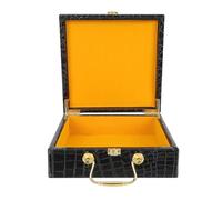 HOODANCOS Caja Portátil para Guardar Cigarros Tapa Abatible, Madera Estampado Imitación Cocodrilo, Tamaño 20.5x20.5x7.5 Cm, Contenedor de Almacenamiento Multifuncional para Viaje y Hogar