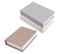 HOODANCOS Cajas Decorativas de Libros Falsos de Lino 3 Piezas 22x15x4,5 Cm Surtido Minimalista para Almacenamiento Secreto y Decoración de Sala, Estantería y Mesa de Centro
