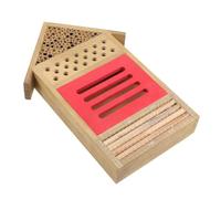 HOODANCOS Casa De Abeja Colgante para Jardín, Caja De Polinización De Madera Duradera, Hotel para Abejas Solitarias y Polinizadores, Protección contra Lluvia y Viento, Decoración Exterior Resistente