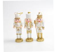 HOODANCOS Cascanueces Colgante Navideño de Madera 3 Piezas Dorado Adorno para Árbol de Navidad y Decoración de Mesa Festiva Decoraciones Pequeñas para Hogar y Fiesta