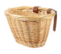 HOODANCOS Cesta de Mimbre Ovalada para Bicicletas Cesta Delantera de Ratán Natural Resistente Amplia Capacidad Almacenamiento Práctico al Aire Libre Color Aleatorio Color Aleatorio