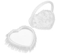 HOODANCOS Cojín para Anillos de Boda con Asa Mini Caja Expositor de Anillos Satén con Encaje Tamaño Pequeño Adecuado para Ceremonia y Propuesta