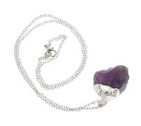 HOODANCOS Colgante de Cristal Irregular de Amatista Natural Collar Artesanal Cadena Plateada Collar de Flor de Durazno para Energía Curativa y Uso en Medicina Alternativa