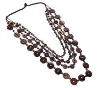 HOODANCOS Collar Cuentas de Madera y Conchas Naturales Vintage de Múltiples Hilos Hecho a Mano Accesorio Largo y Llamativo Decoración Verano para Mujer