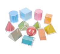 HOODANCOS Conjunto de Figuras Geométricas Manipulables 3D Transparentes para Educación Infantil 12 Bloques de Patrones Desmontables para Aprendizaje Matemático en Jardín y Primaria