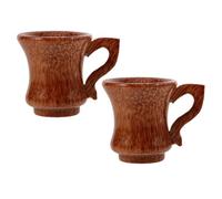 HOODANCOS Copas de Vino de Madera Natural 2 Piezas con Base Alta y Diseño Redondo, Taza Multifuncional para Cerveza y Agua, Vasos Pequeños de Madera sin Químicos para Hogar y Restaurante
