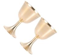 HOODANCOS Copas de Vino Doradas de Latón, Tamaño Grande 8 Cm, Juego de 2 Unidades, Vasos para Beber Licor, Taza de Agua de Ofrenda, Multifunción para Hogar y Ceremonias Religiosas