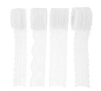 HOODANCOS Cordón de Encaje de Color Claro para Coser 10 Metros por Rollo, 4 Rollos Anchos Variados (3 Cm, 3.8 Cm, 4 Cm, 4.5 Cm), Ribete Decorativo de Tela para Vestidos, Adornos de Costura