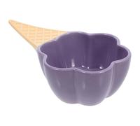 HOODANCOS Cuenco de Cerámica Púrpura en Forma de Helado para Servir Mostaza y Aperitivos, Diseño Compacto Adecuado para Uso en Casa y Regalos Festivos