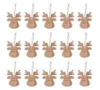 HOODANCOS de Adornos Navideños Hechos a Mano de Madera 20 Piezas Diseño de Alce con Cuerdas de Yute para Embellecimiento y Manualidades Festivas
