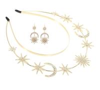 HOODANCOS Diadema de Princesa Doble Capa de Aleación y Cristales, Diseño Elegante de Estrellas y Luna para Boda y Fiesta de Cumpleaños