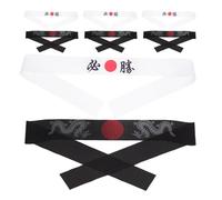 HOODANCOS Diadema Deportiva Samurái Japonesa para 8 Unidades Negro y Bandana Absorbente Antideslizante para Artes Marciales Karate Ninja Fitness y Disfraces de Halloween