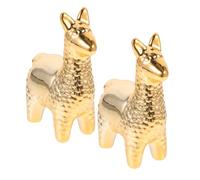 HOODANCOS Escultura de Alpaca y Decoración Navideña 2 Piezas de Cerámica Dorada Figura Decorativa Elegante para Escritorio Moderno para Mesa de Oficina