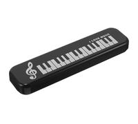 HOODANCOS Estuche para Lápices Pequeño de Plástico Diseño de Teclado de Piano, Color Negro, Caja Plana para Bolígrafos y Maquillaje, Organizador Portátil para Oficina y Manualidades