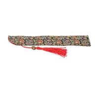 HOODANCOS Funda Protectora para Abanico de Mano Bordada con Borla, Bolso Plegable Compacto de Seda Negra, Organizador Vintage para Ventiladores de Mano, Adecuado para Viaje y Decoración