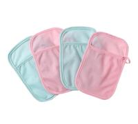 HOODANCOS Guantes de Baño Reutilizables para Ñiño y Adulto, Juego de 4 Unidades, Doble Cara de Poliéster y Algodón, Exfoliante para Ducha, Anillo para Pulgar, Uso Color Aleatorio