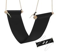 HOODANCOS Hamaca para Reposapiés de Escritorio de Poliéster Algodón 65x17 Cm Gancho Negro, Reposapiés Ergonómico Portátil para Oficina y Descanso bajo Escritorio
