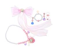 HOODANCOS Incluye Pulsera de Perlas Collar de Conchas Anillo y Pendientes sin Perforación Accesorios Versátiles para Disfraces Princesas Infantiles