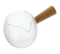 HOODANCOS Jarra de Leche de Vidrio Mango de Madera Texturizado, Diseño Moderno y Minimalista, Antideslizante para Uso en Oficina y Viajes