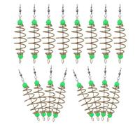 HOODANCOS Jaula de Alimentación de Acero al Carbono Cuentas Luminosas, Soporte de Resorte para Cebo de Pesca de Carpas, 16 Piezas, Cesta Portátil para Pesca Nocturna en Agua Dulce