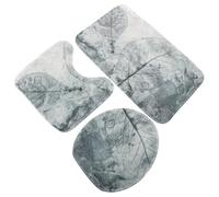HOODANCOS Juego de 3 Alfombrillas Antideslizantes para Baño Estilo Retro Diseño de Hojas Color Gris Fabricadas Poliéster Suave para Decoración y Comodidad Baños Familiares