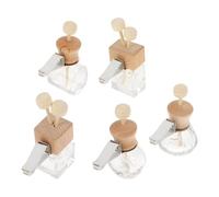 HOODANCOS Juego de 5 Botellas de Aromaterapia de Vidrio para Difusor de Aceites Esenciales, Tapa de Madera Rotativa y Diseño Reemplazable para Uso en Habitaciones y Tocadores