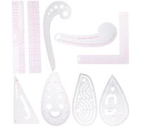 HOODANCOS Juego de Reglas de Costura 9 Piezas, Regla Curva Francesa de Plástico Transparente, Plantilla de Curva Multifuncional para Patronaje, Acolchado y Corte de Tela, Herramientas