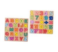 HOODANCOS Juguetes De Madera Alfabeto y Números para Niños, Puzzle Educativo Colorido 2 Piezas, Desarrollo Temprano, Aprendizaje De Letras y Números, Juego Didáctico Infantil Portátil