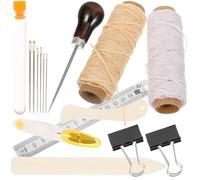 HOODANCOS Kit de Costura de Cuero 16 Piezas para Manualidades DIY Herramientas para Encuadernación Artesanal Kit para Hacer Libros y Coser Cuero